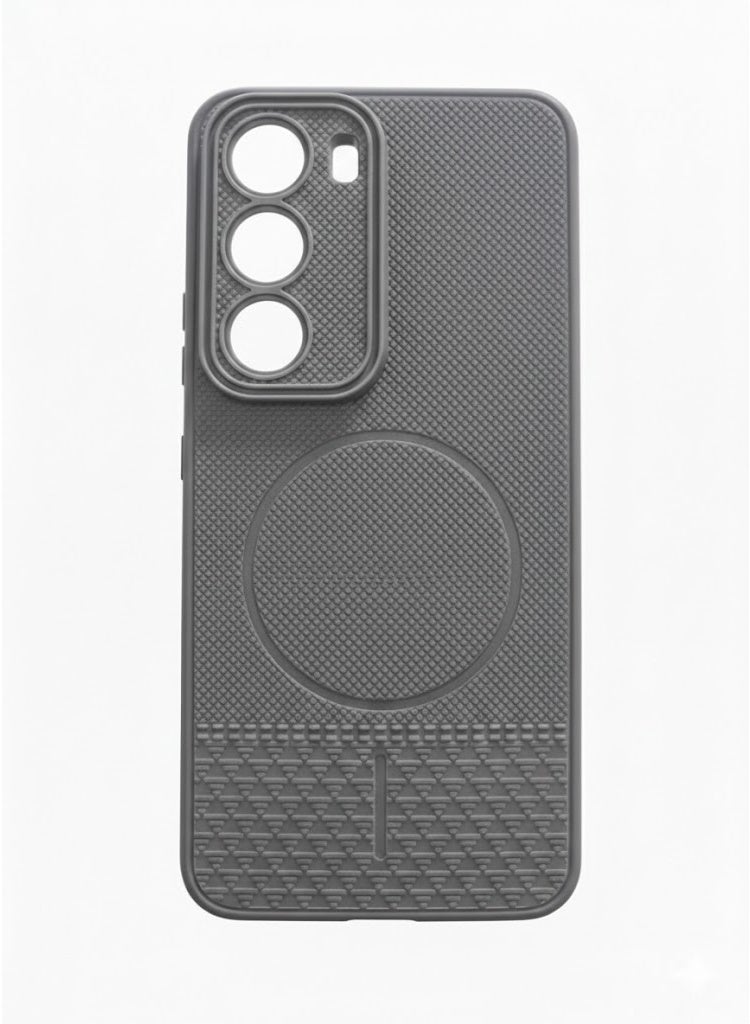 جراب حماية مقاوم للصدمات لهاتف Infinix Hot 60 Pro Plus، غطاء خلفي رفيع غير لامع بنسيج ألياف الكربون مع حماية للكاميرا وتصميم مضاد لبصمات الأصابع - رمادي (تصميم غير مغناطيسي)